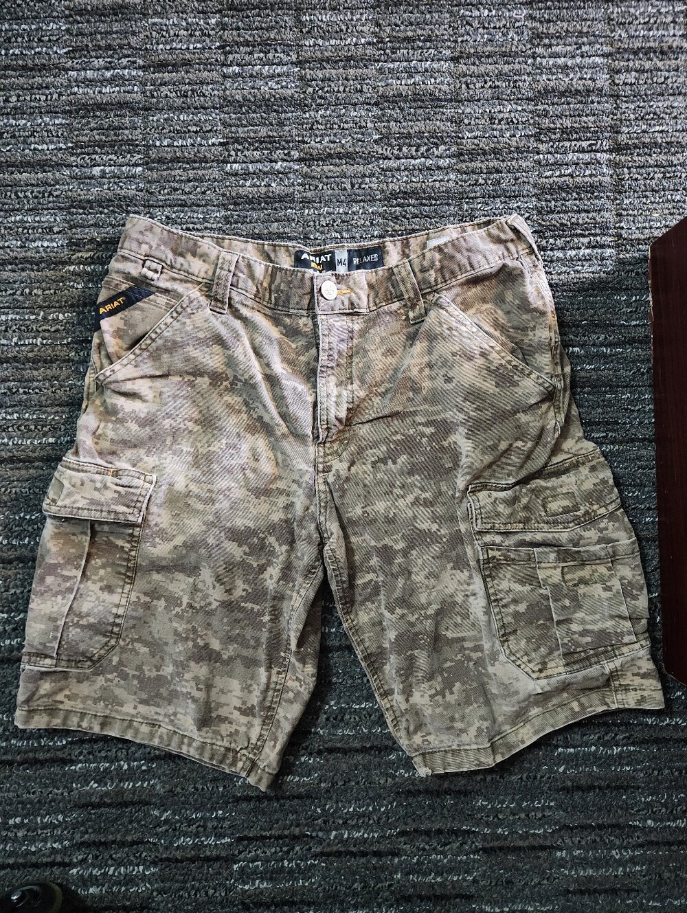 Ariat Cargo Shorts Rebar M4 Relaxed Mens 32 Olive Green Digital Camoflage Work